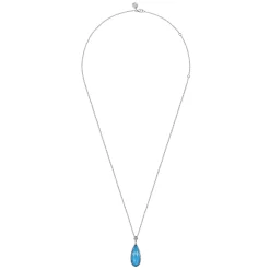 Best Gabriel & Co. 24 inch 925 Sterling Silver Faceted Rock Crystal Turquoise Doublet Bujukan Teardrop Necklace