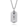 Discount Gabriel & Co. 22 Inch 925 Sterling Silver Garnet Dog Tag Pendant Necklace With Dagger