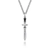 New Gabriel & Co. 22 Inch 925 Sterling Silver Garnet Dagger Pendant Necklace With Black Enamel