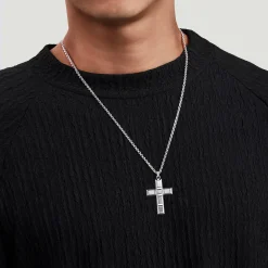 Best Gabriel & Co. 22 Inch 925 Sterling Silver Geometric Cross Pendant Necklace