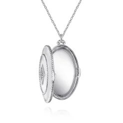 Clearance Gabriel & Co. 25 inch 925 Sterling Silver Oval Locket Necklace with White Sapphire