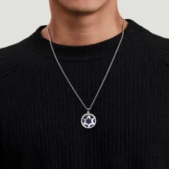 Best Gabriel & Co. 22 Inch 925 Sterling Silver Star of David Lapis Pendant Necklace