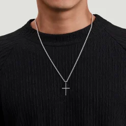 Sale Gabriel & Co. 22 Inch 925 Sterling Silver Twisted Rope Cross Pendant Necklace