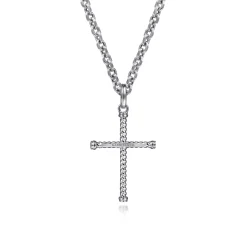 Sale Gabriel & Co. 22 Inch 925 Sterling Silver Twisted Rope Cross Pendant Necklace