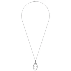 Hot Gabriel & Co. 24 Inch 925 Sterling Silver White Sapphire Layered Ovals Pendant Necklace