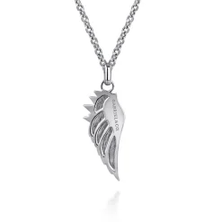 Sale Gabriel & Co. 22 Inch 925 Sterling Silver Wing Pendant Necklace