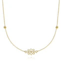 Best Gabriel & Co. 30 inch Vintage Inspired 14K Yellow Gold Filigree Station Necklace