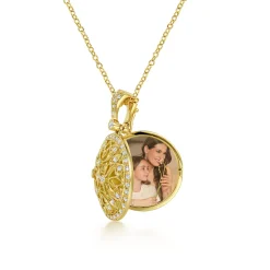 Outlet Gabriel & Co. 24 inch Vintage Inspired 14K Yellow Gold Filigree Diamond Locket Necklace