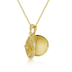 Outlet Gabriel & Co. 24 inch Vintage Inspired 14K Yellow Gold Filigree Diamond Locket Necklace