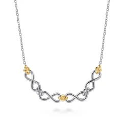 New Gabriel & Co. Infinity - 14K Yellow Gold and 925 Sterling Silver Bujukan Infinity Bar Necklace