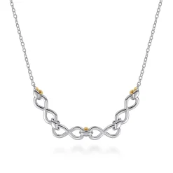 New Gabriel & Co. Infinity - 14K Yellow Gold and 925 Sterling Silver Bujukan Infinity Bar Necklace