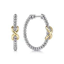 Sale Gabriel & Co. Infinity - 14K Yellow Gold and 925 Sterling Silver Bujukan Infinity Classic Hoop Earrings