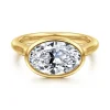 Outlet Gabriel & Co. Irene - 14K Yellow Gold East West Bezel Set Oval Diamond Engagement Ring