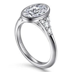 Sale Gabriel & Co. Iryna - 14K White Gold Bezel Set Oval Diamond Engagement Ring