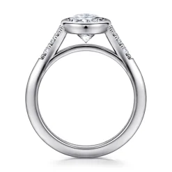 Sale Gabriel & Co. Iryna - 14K White Gold Bezel Set Oval Diamond Engagement Ring
