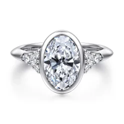 Sale Gabriel & Co. Iryna - 14K White Gold Bezel Set Oval Diamond Engagement Ring