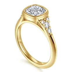 Sale Gabriel & Co. Iryna - 14K Yellow Gold Bezel Set Cushion Diamond Engagement Ring