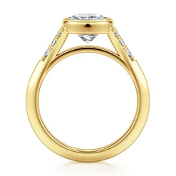 Sale Gabriel & Co. Iryna - 14K Yellow Gold Bezel Set Cushion Diamond Engagement Ring