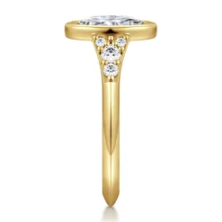 Hot Gabriel & Co. Iryna - 14K Yellow Gold Bezel Set Oval Diamond Engagement Ring