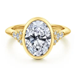 Discount Gabriel & Co. Iryna - 14K Yellow Gold Bezel Set Oval Diamond Engagement Ring
