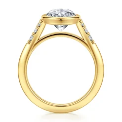 Discount Gabriel & Co. Iryna - 14K Yellow Gold Bezel Set Oval Diamond Engagement Ring