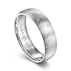 Discount Gabriel & Co. Isaac - 14K White Gold 6mm - Men's Wedding Band in Diamond Brush Finish