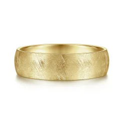 Online Gabriel & Co. Isaac - 14K Yellow Gold 6mm - Men's Wedding Band in Diamond Brush Finish