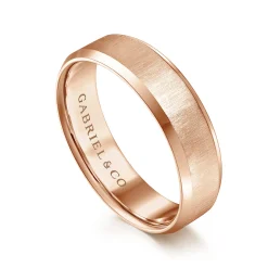 Sale Gabriel & Co. Isaiah - 14K Rose Gold 6mm - Beveled Edge Satin Finish Men's Wedding Band
