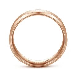 Sale Gabriel & Co. Isaiah - 14K Rose Gold 6mm - Beveled Edge Satin Finish Men's Wedding Band