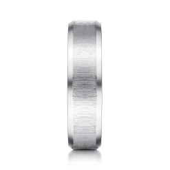 New Gabriel & Co. Isaiah - 14K White Gold 6mm - Beveled Edge Satin Finish Men's Wedding Band