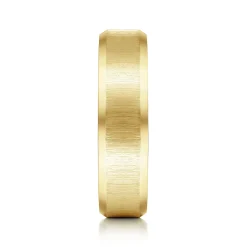 Clearance Gabriel & Co. Isaiah - 14K Yellow Gold 6mm - Beveled Edge Satin Finish Men's Wedding Band