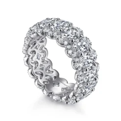 Gabriel & Co. Ischia - 14K White Gold Oval Diamond Halo Eternity Band - 6 ct