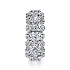 Gabriel & Co. Ischia - 14K White Gold Oval Diamond Halo Eternity Band - 6 ct