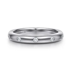 Discount Gabriel & Co. Isolda - 14K White Gold Flush Set 5 Stone Diamond Anniversary Band - 0.12 ct