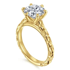 Clearance Gabriel & Co. Isolde - 14K Yellow Gold Round Solitaire Diamond Engagement Ring