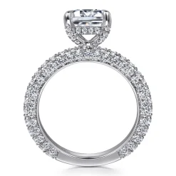 Sale Gabriel & Co. Ivonne - 14K White Gold Emerald Cut Hidden Halo Diamond Engagement Ring
