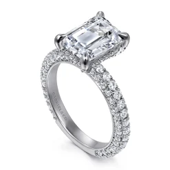 Sale Gabriel & Co. Ivonne - 14K White Gold Emerald Cut Hidden Halo Diamond Engagement Ring