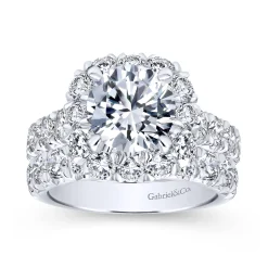 Best Gabriel & Co. Ivory - 14K White Gold Round Halo Diamond Engagement Ring