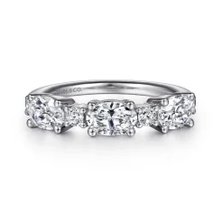 Discount Gabriel & Co. Izabelle - 14K White Gold Oval and Round Diamond Anniversary Band - 1.33 ct