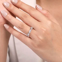 Discount Gabriel & Co. Izabelle - 14K White Gold Oval and Round Diamond Anniversary Band - 1.33 ct
