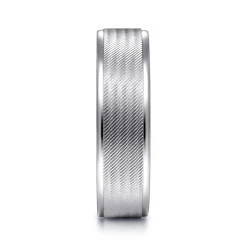 New Gabriel & Co. Jacob - 14K White Gold 6mm - Men's Wedding Band in Brushed Finish