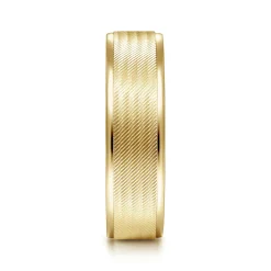 Best Gabriel & Co. Jacob - 14K Yellow Gold 6mm - Men's Wedding Band in Brushed Finish