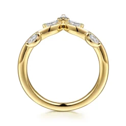 Outlet Gabriel & Co. Jaeley - 14K Yellow Gold Prong Set Marquise Diamond Anniversary Band - 0.22 ct