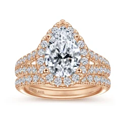 Outlet Gabriel & Co. James - 14K Rose Gold Pear Shape Halo Diamond Engagement Ring
