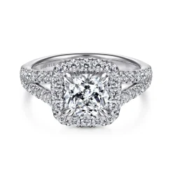 Online Gabriel & Co. James - 14K White Gold Cushion Halo Diamond Engagement Ring