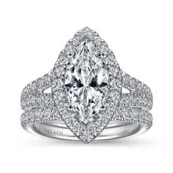 Hot Gabriel & Co. James - 14K White Gold Marquise Shape Halo Diamond Engagement Ring