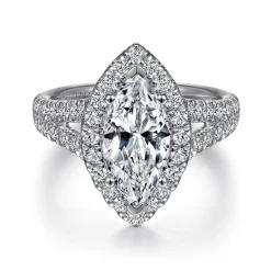 Hot Gabriel & Co. James - 14K White Gold Marquise Shape Halo Diamond Engagement Ring
