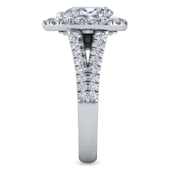 New Gabriel & Co. James - 14K White Gold Pear Shape Halo Diamond Engagement Ring