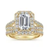Clearance Gabriel & Co. James - 14K Yellow Gold Halo Emerald Cut Diamond Engagement Ring