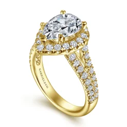 Online Gabriel & Co. James - 14K Yellow Gold Pear Shape Halo Diamond Engagement Ring